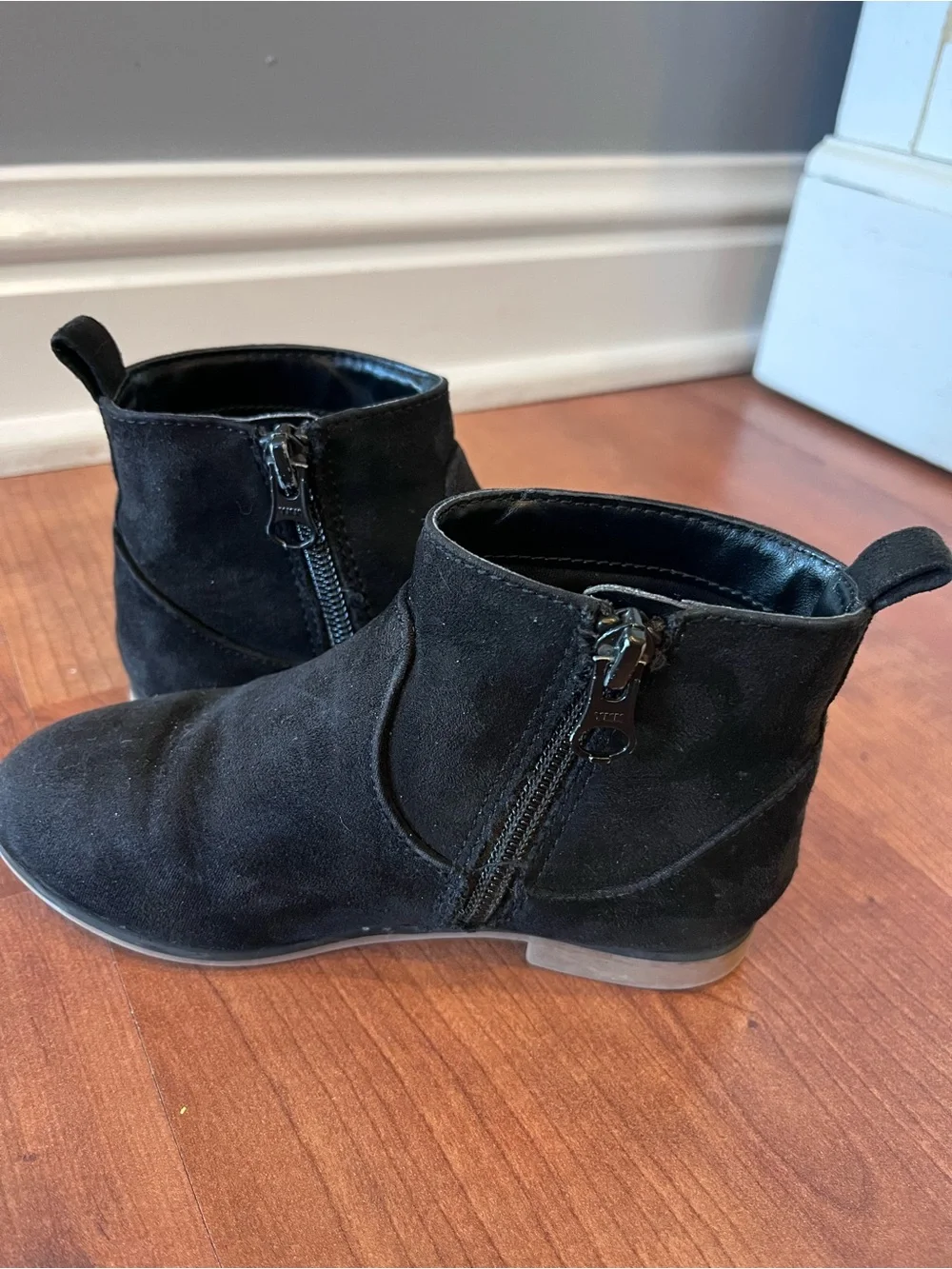 Girls Black Ankle Booties with Comfortable Zip Closure